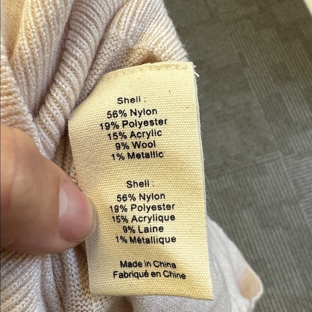 L’AGENCE Masaki Cropped Shortsleeve Sweater - Parchment/Cappuccino Gold, size M - Picture 6 of 8